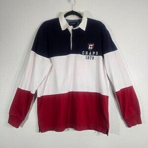 Chaps 1978 Rugby Polo Shirt Men Large Colorblock Sport Preppy Streetwear USA